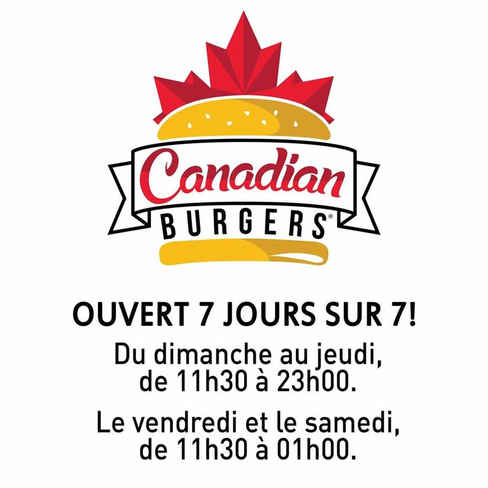 Canadian Burgers Fléron horaire