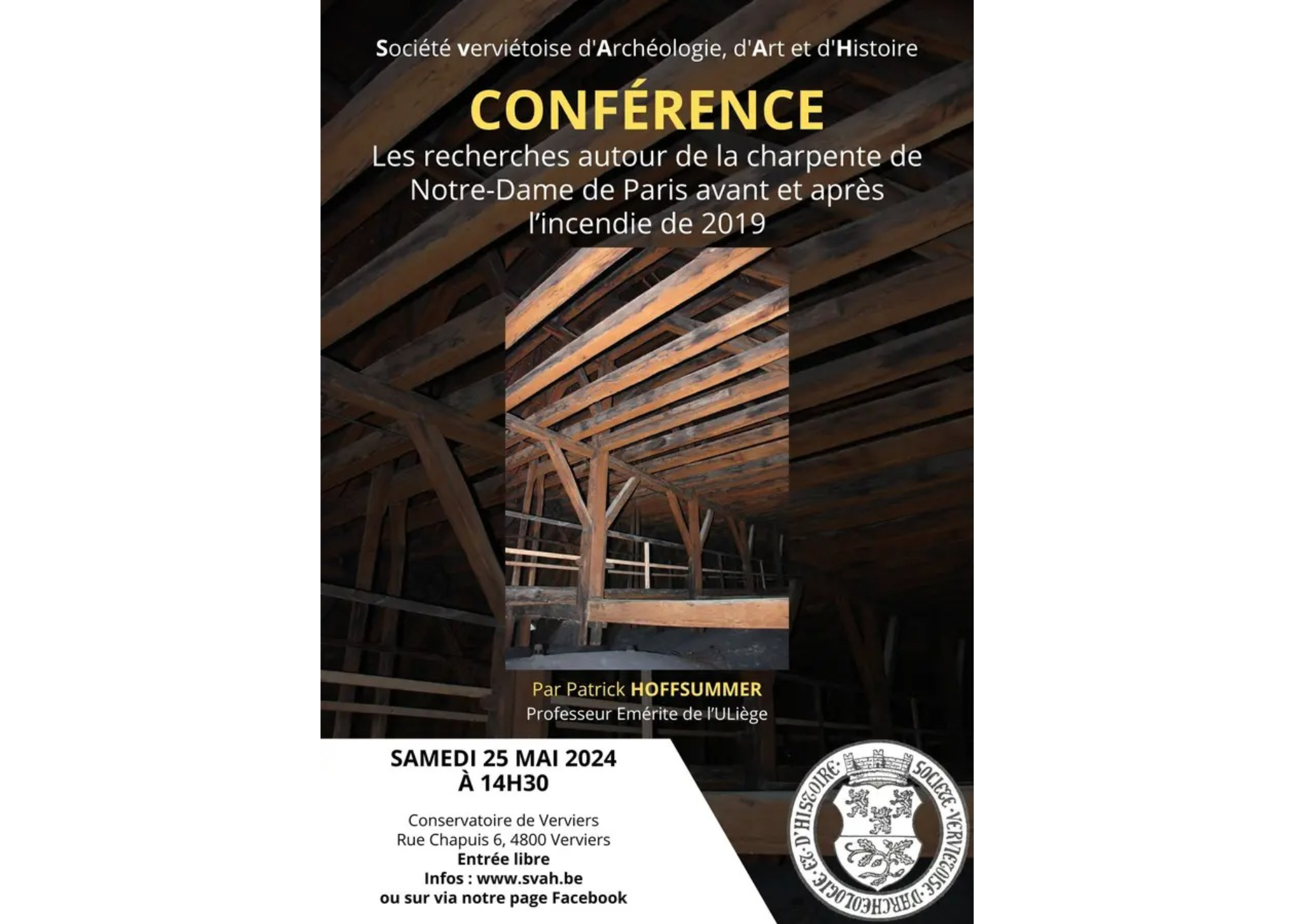 Conférence : Les recherches autour de la charpente de Notre-Dame de Paris avant et après l'incendie de 2019